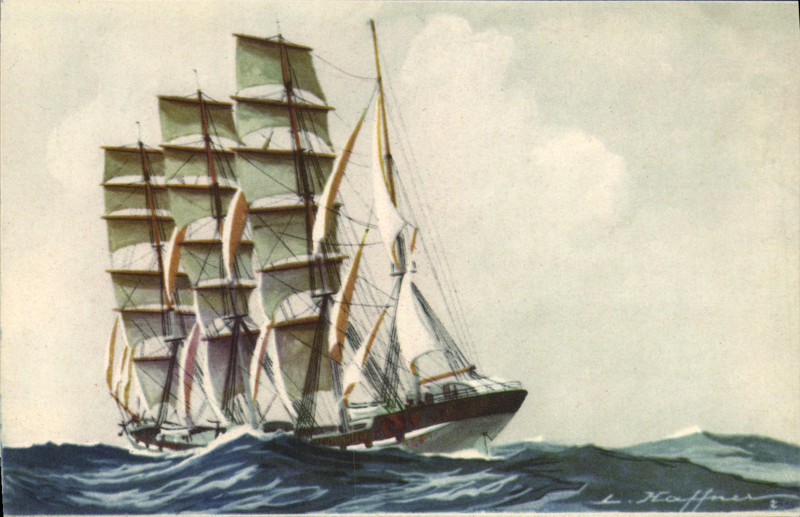 CPA Bateau Quatre Mats barque Haffner