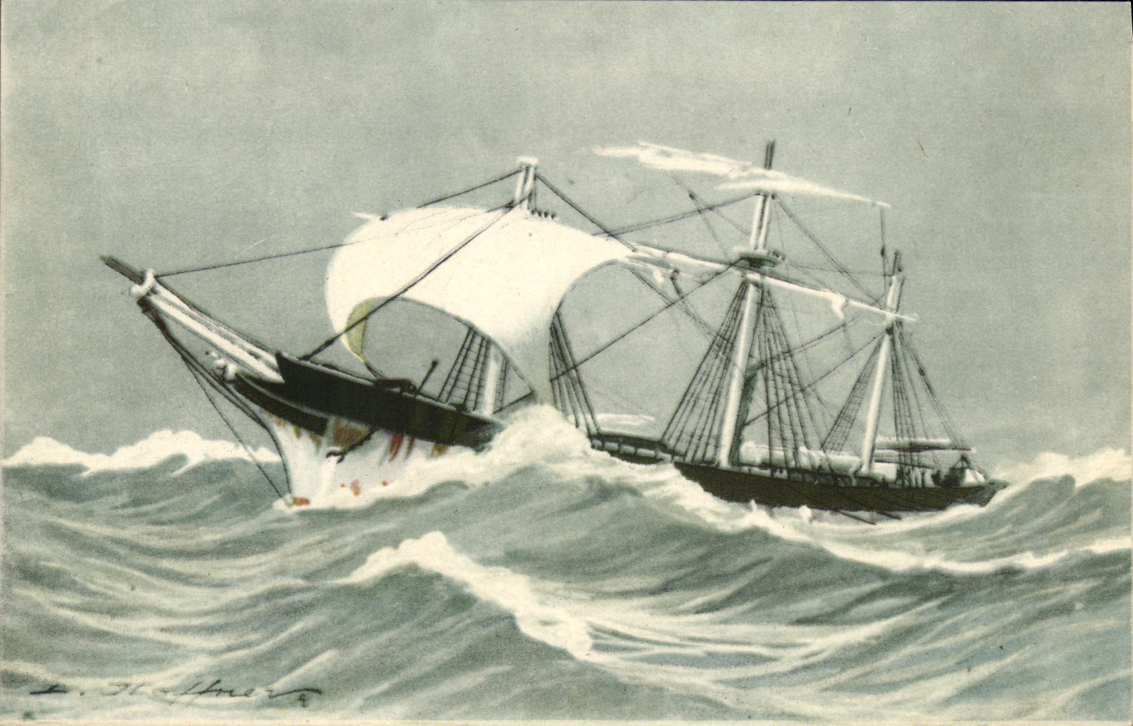 CPA Bateau En fuite Haffner