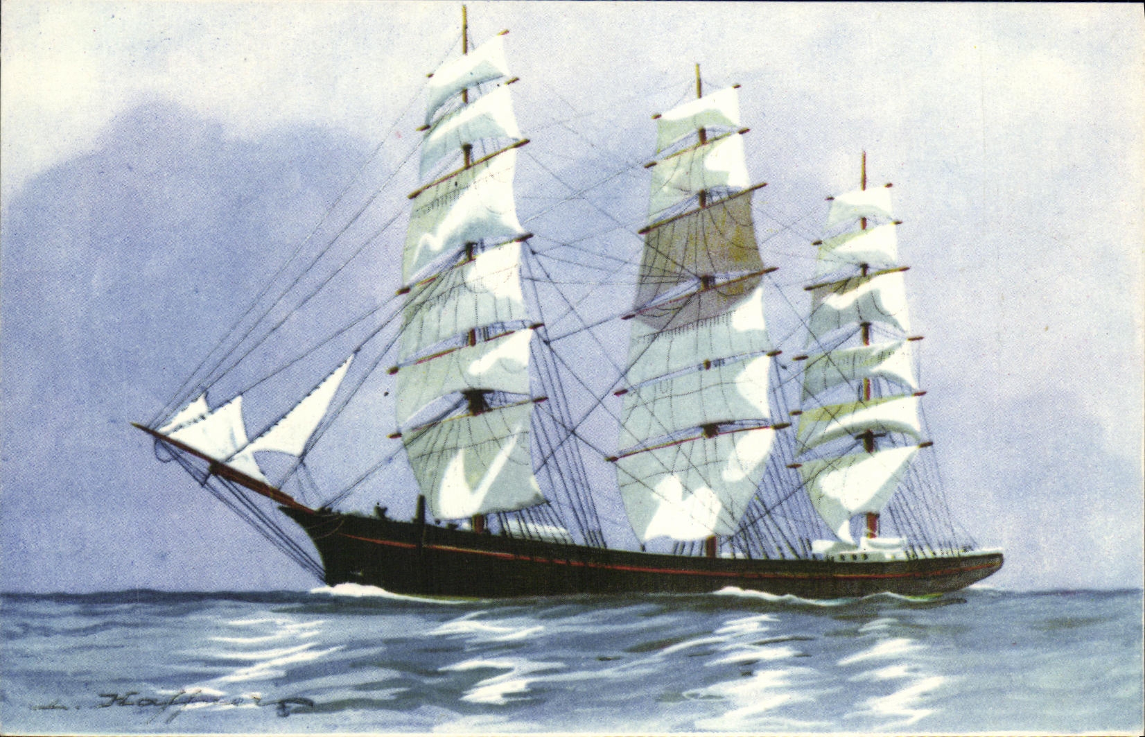 CPA Bateau Trois Mats franc Haffner