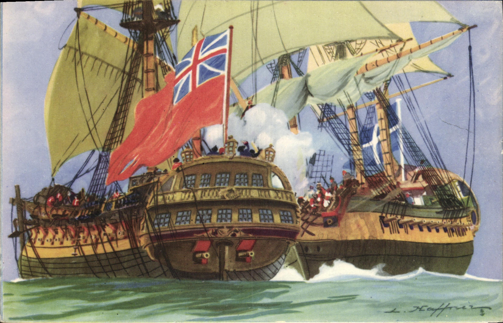 VINTAGE POSTCARD Boat With the Haffner boarding