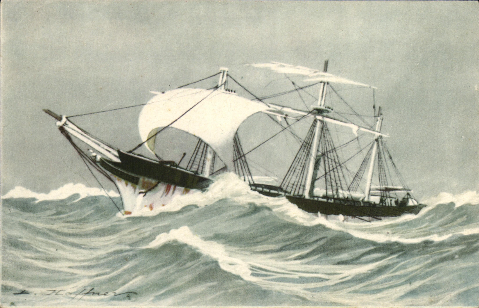 CPA Bateau Haffner En fuite 