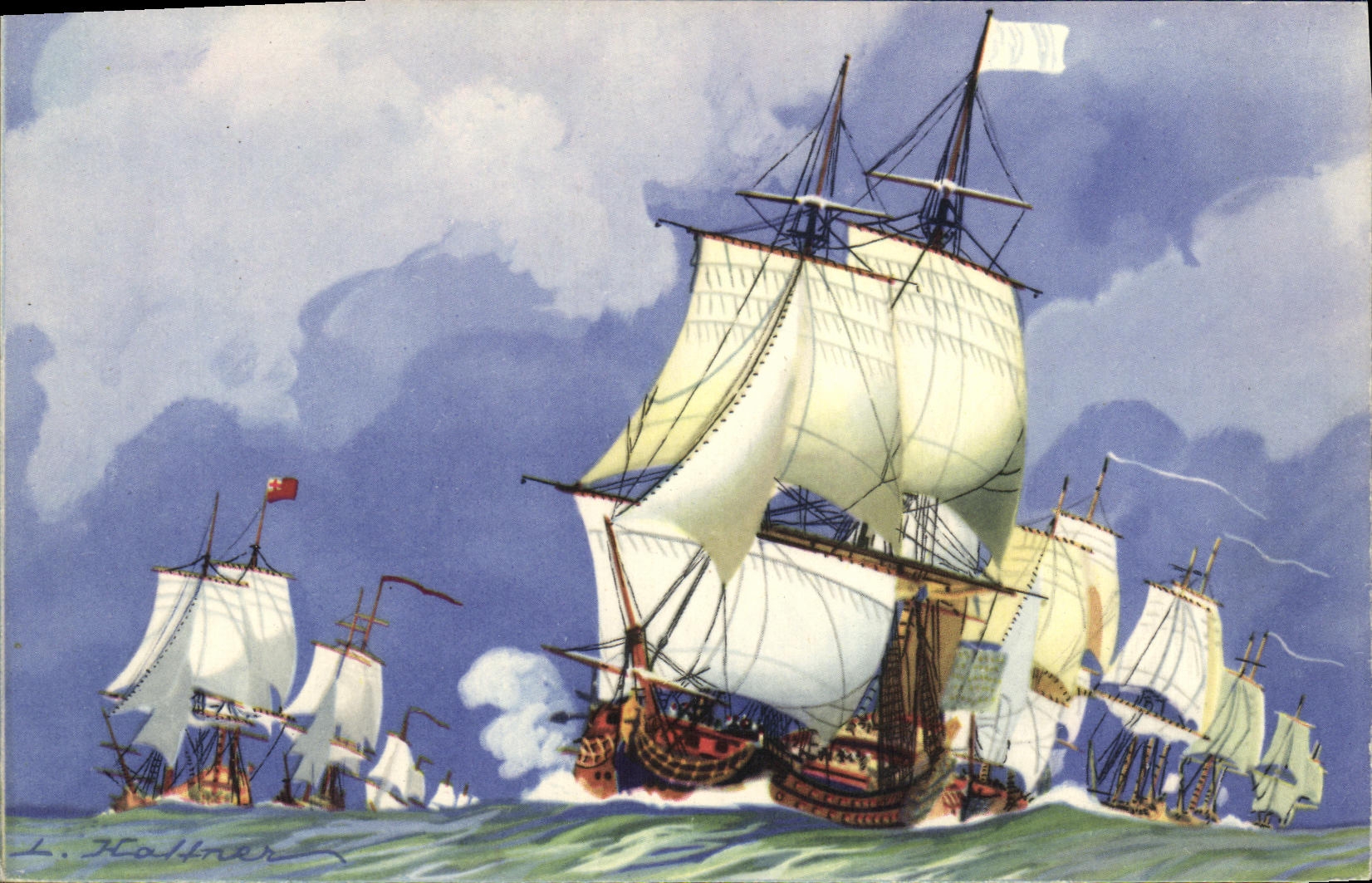 CPA Bateau Haffner Vaisseaux La ligne de bataille