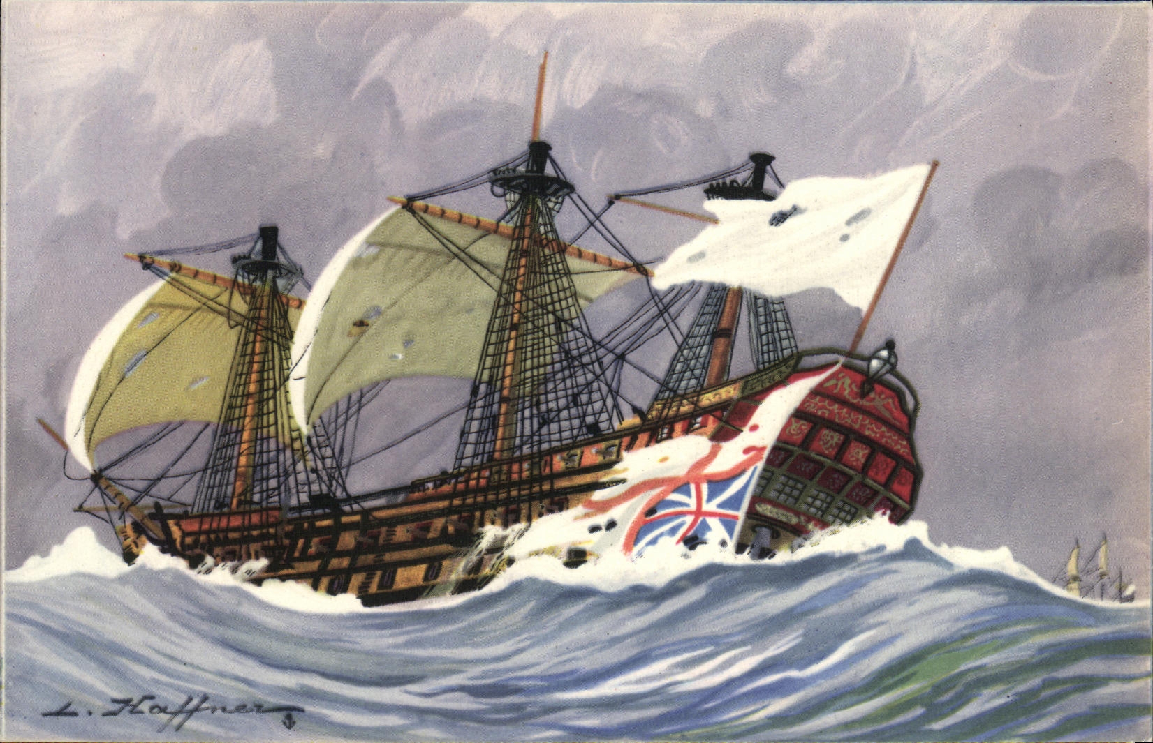 CPA Bateau Haffner Vaisseaux Apres la capture Prise du Warwick par l'Atalante