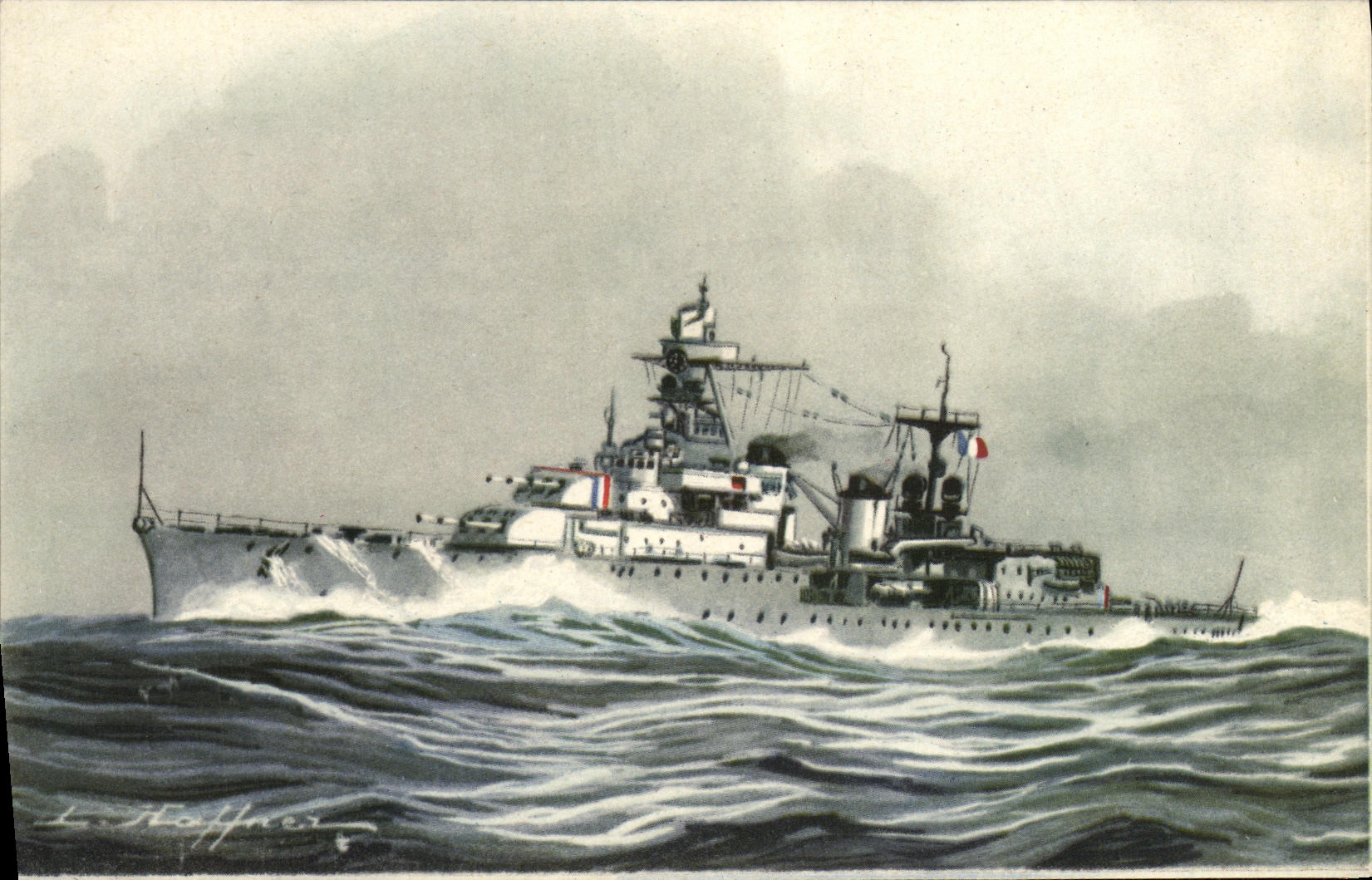 CPA Bateau Haffner Croiseur de 2eme Classe Marseillaise