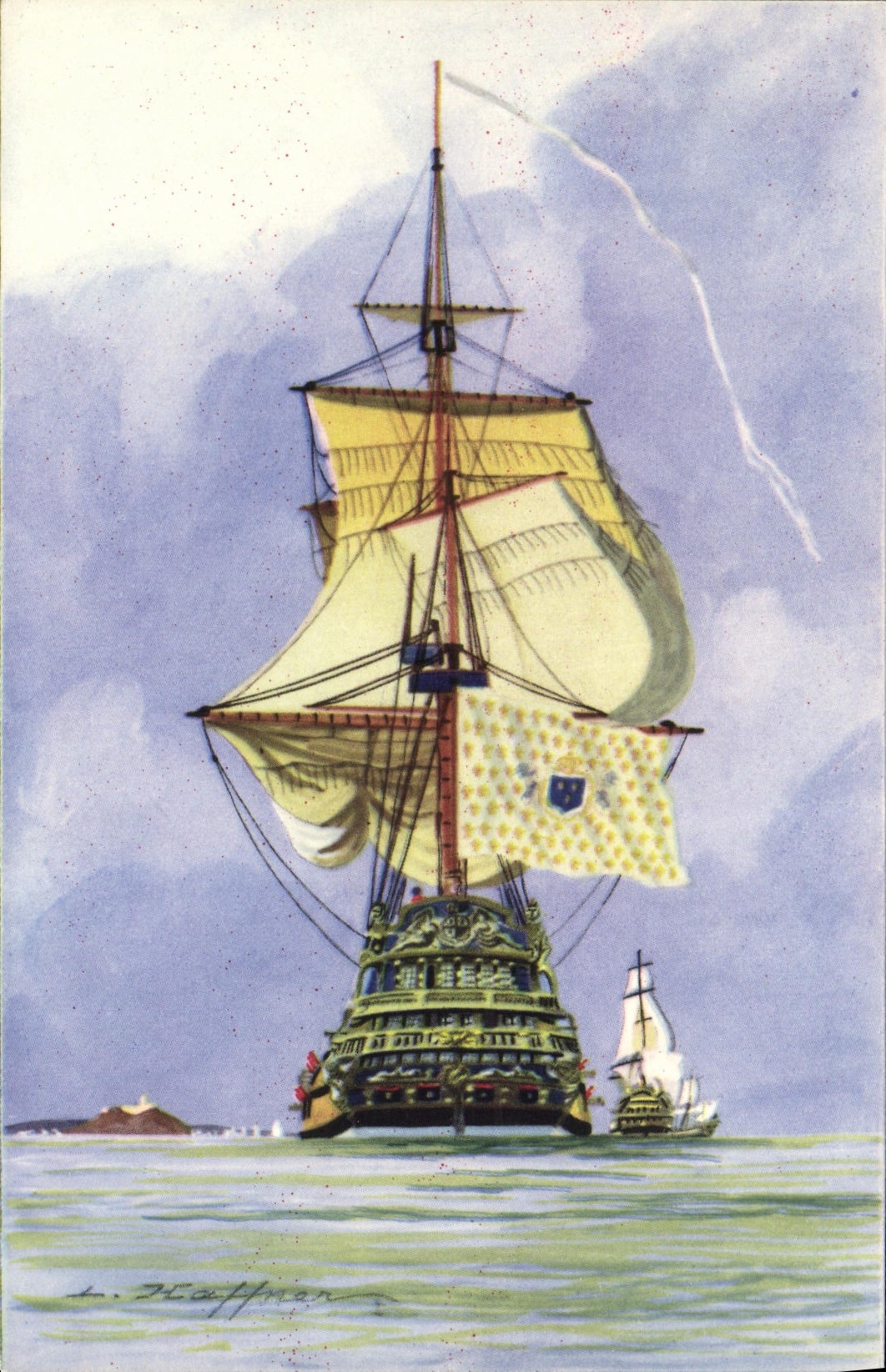 VINTAGE POSTCARD Haffner Boat the arrival with damping