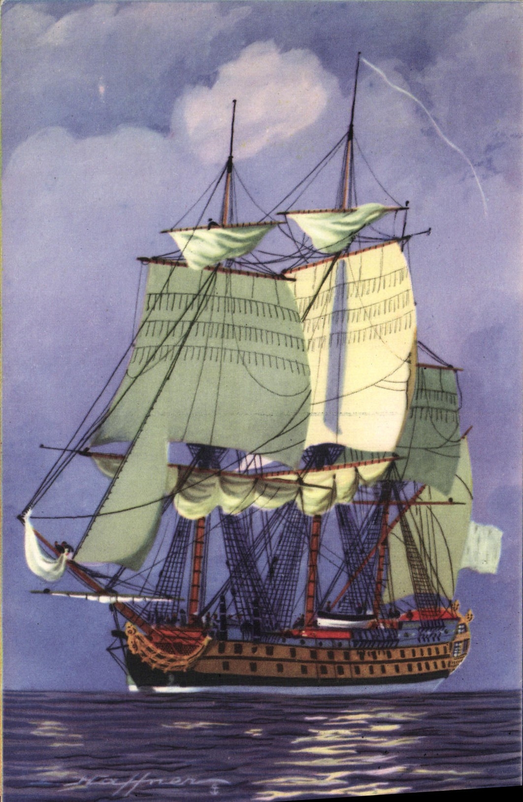 VINTAGE POSTCARD Broken down Haffner Boat