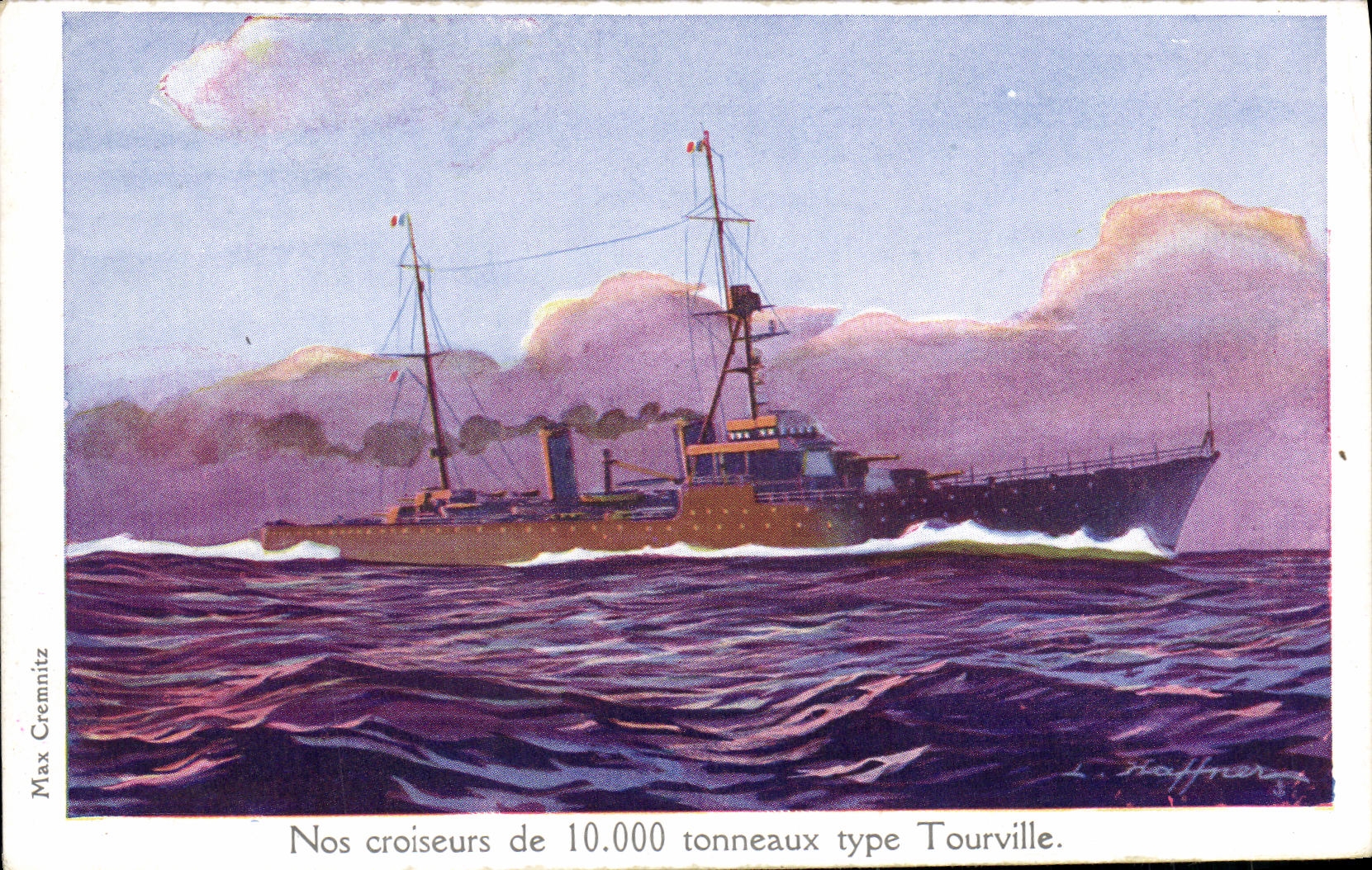 CPA Bateau Haffner Nos croiseurs de 10000 tonneaux type Tourville 