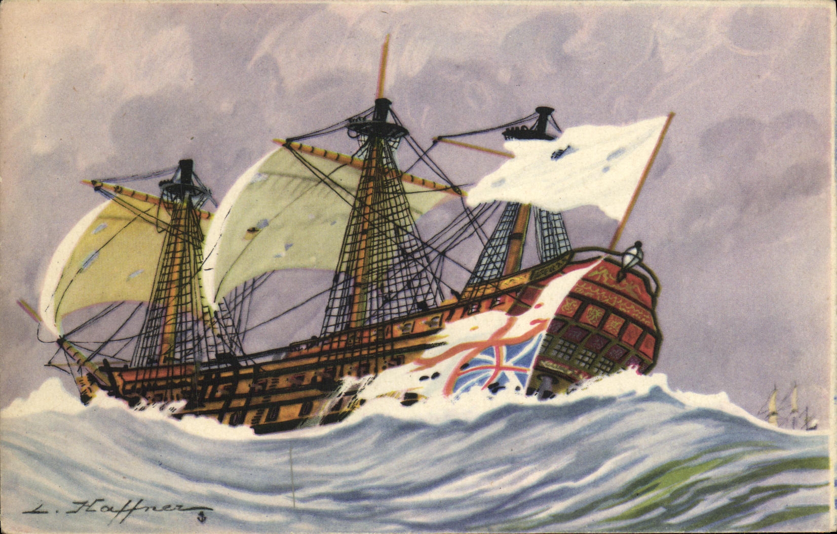 CPA Bateau Haffner Vaiseaux Apres la capture Prise du WArwick par l'Atalante