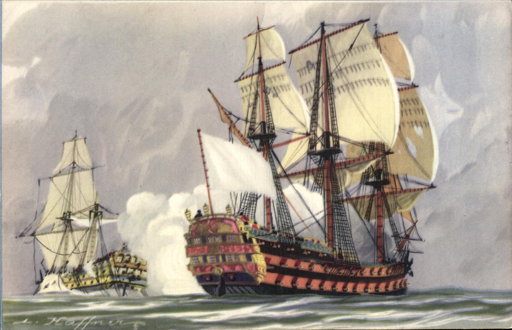 VINTAGE POSTCARD Boat Haffner Vessels to fir It in row