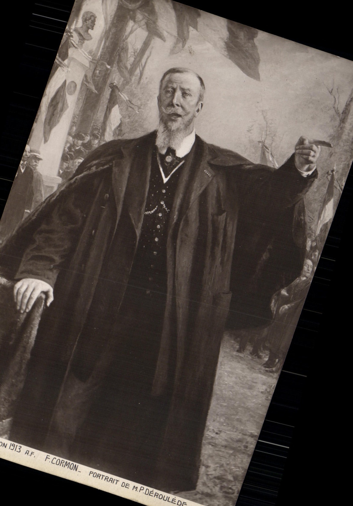 Retrato 1913 de la sala de estar de la POSTAL F Cormon de la VENDIMIA de Deroulede