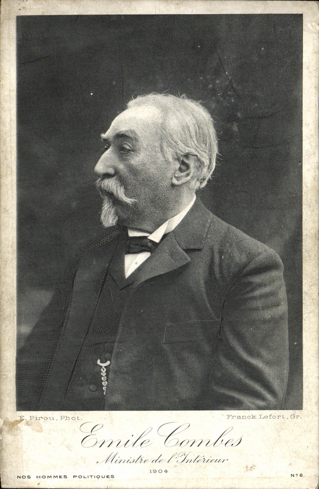 VINTAGE POSTCARD Emile Combes Minister of Interior Department