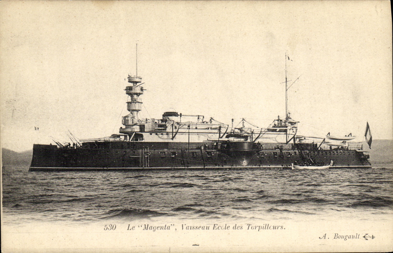 VINTAGE POSTCARD the Magenta Vasseau School of the Destroyers Boat