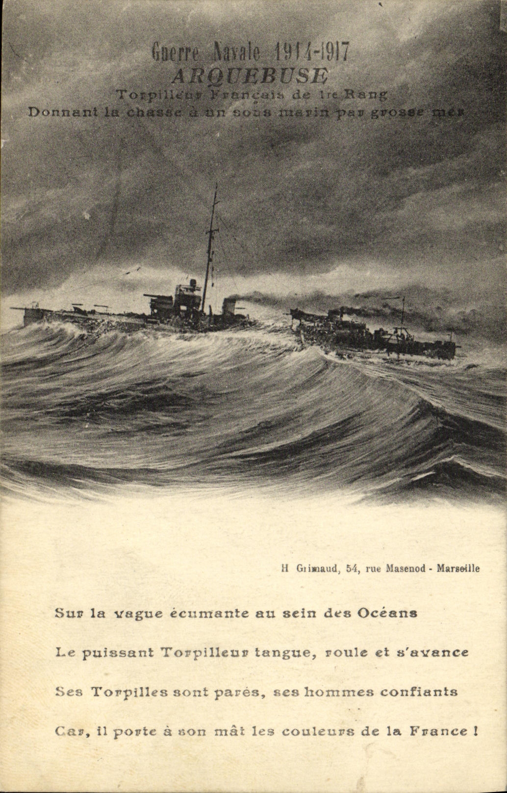 CPA Bateau Guerre Navale Arquebuse Torpilleur francais de 1er rang
