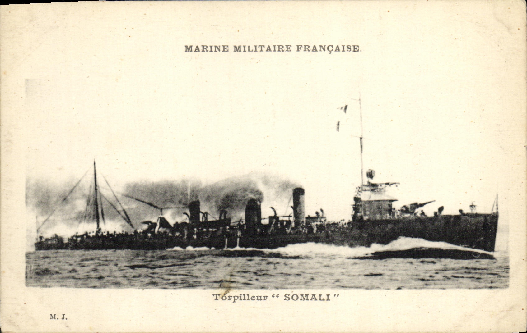 VINTAGE POSTCARD Boat French Navy Somali Destroyer