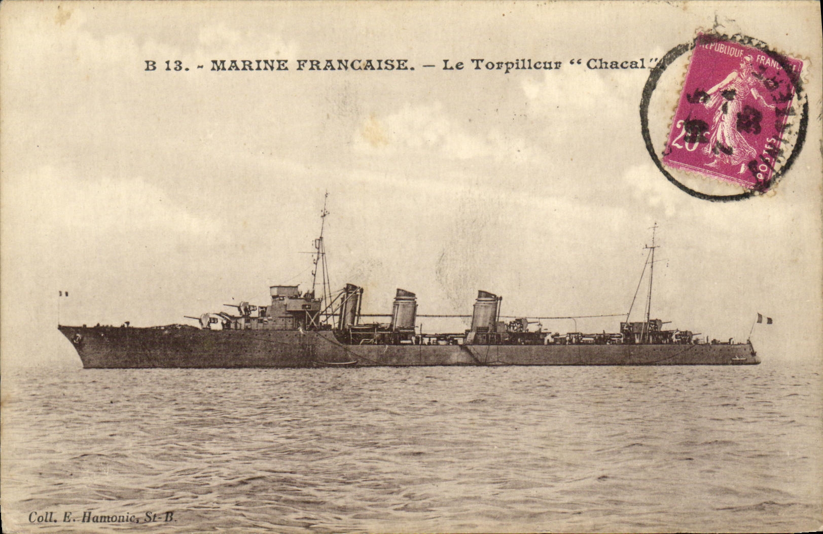 VINTAGE POSTCARD Boat French Marine the Destroyer Jackal