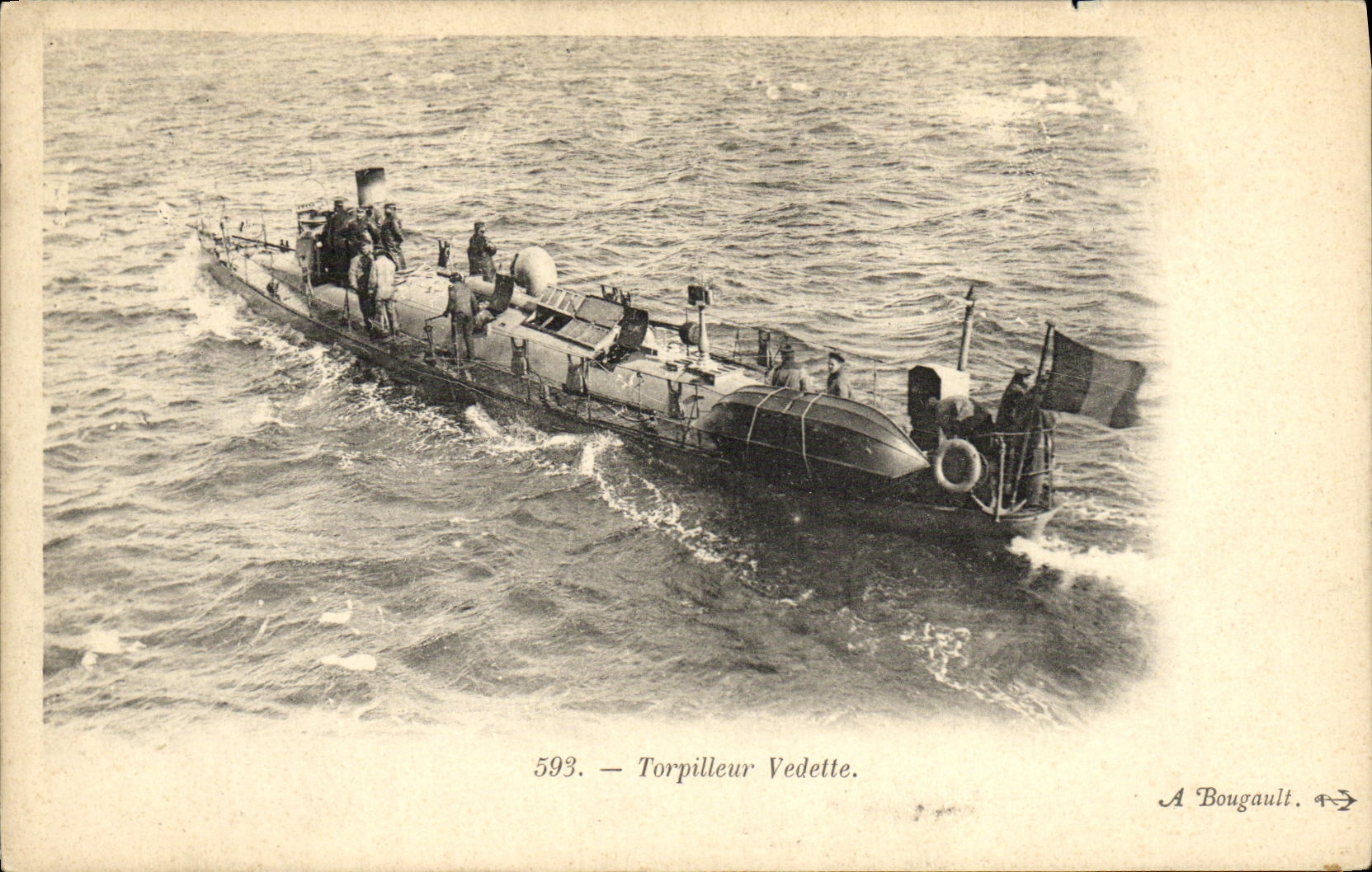 VINTAGE POSTCARD Boat Destroyer High-speed motorboat