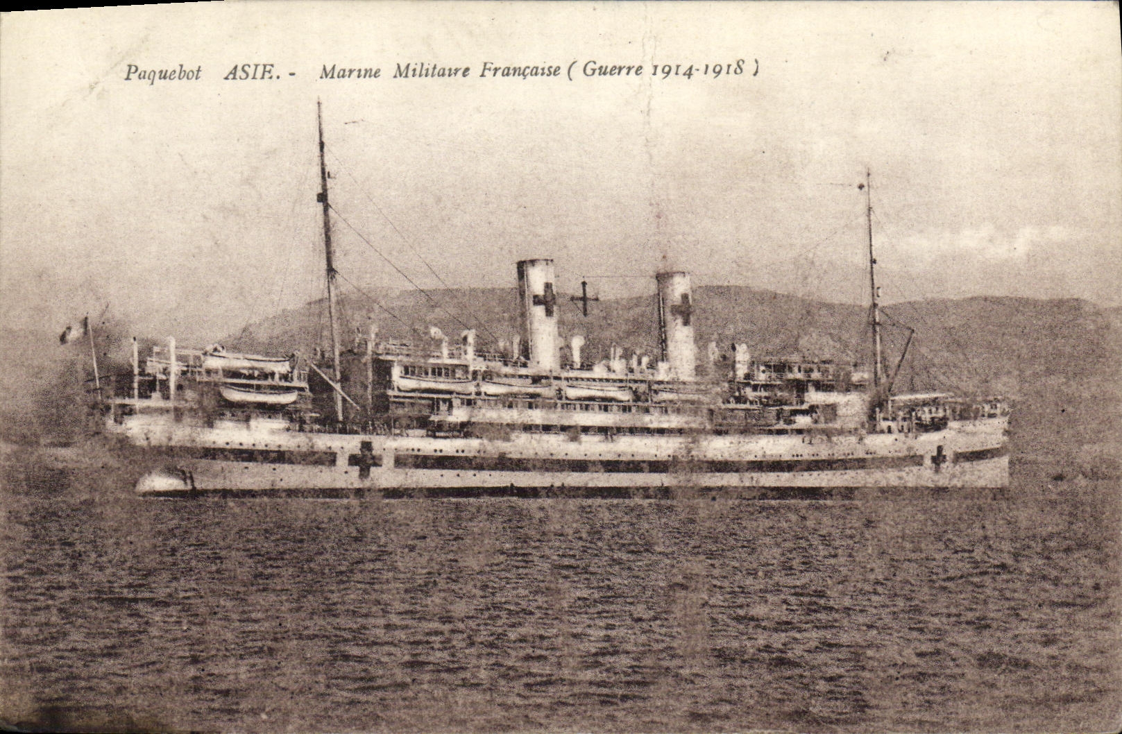 VINTAGE POSTCARD Boat Steamer Asia French Navy