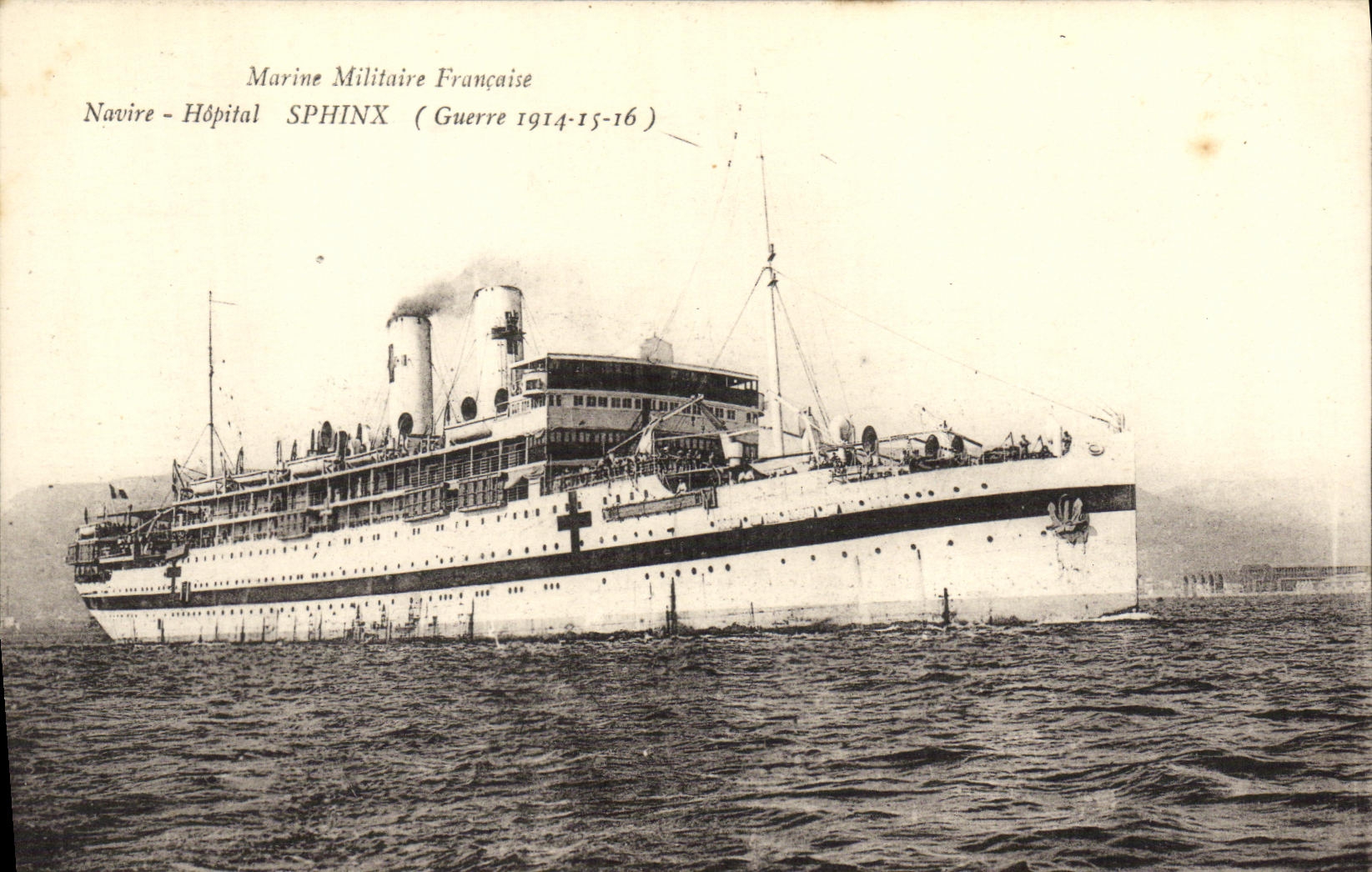 VINTAGE POSTCARD Boat French Navy Ship Hospital Sphinx