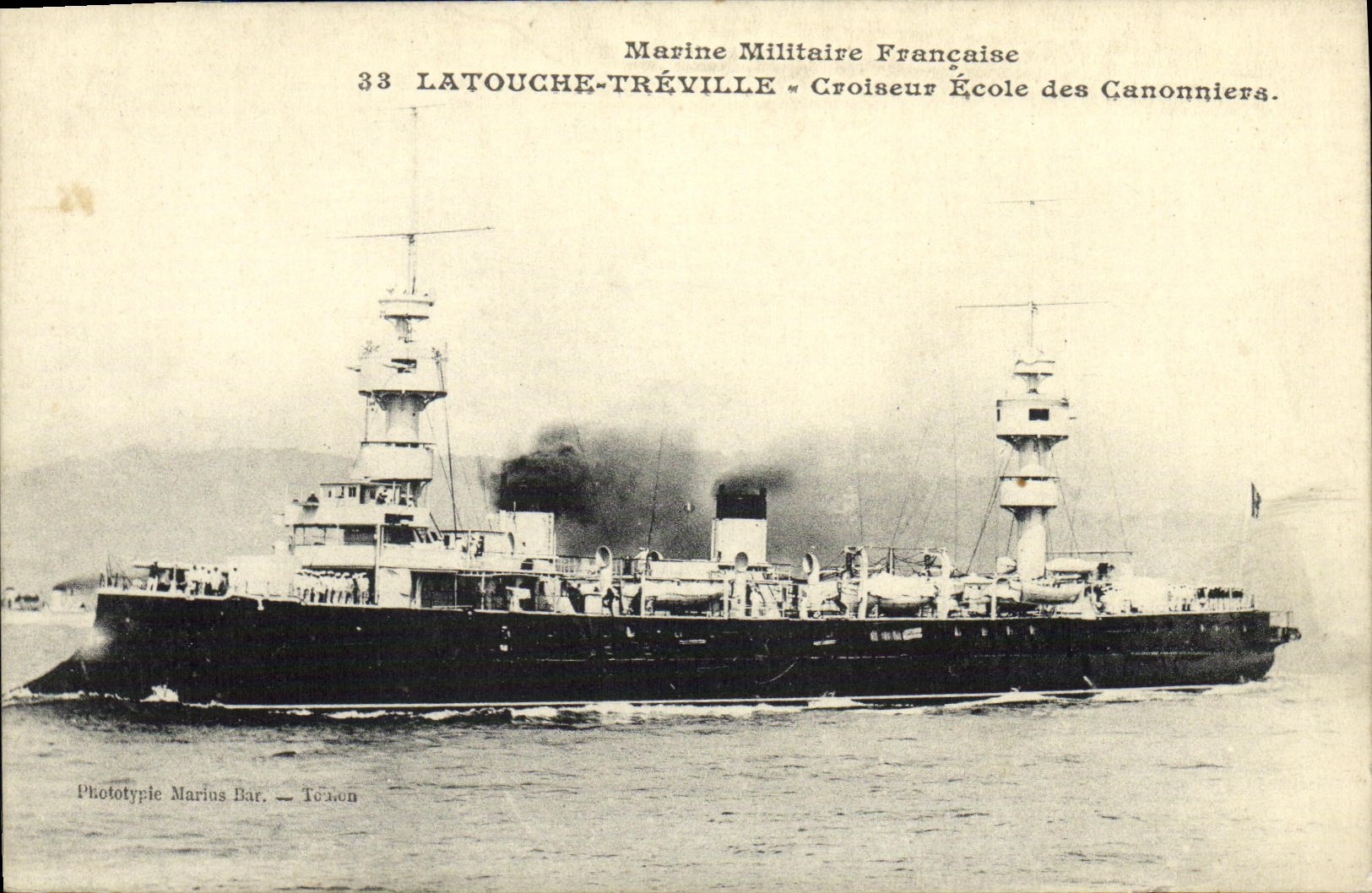 VINTAGE POSTCARD Boat Navy the Key Treville Cruiser School Of the Gunners