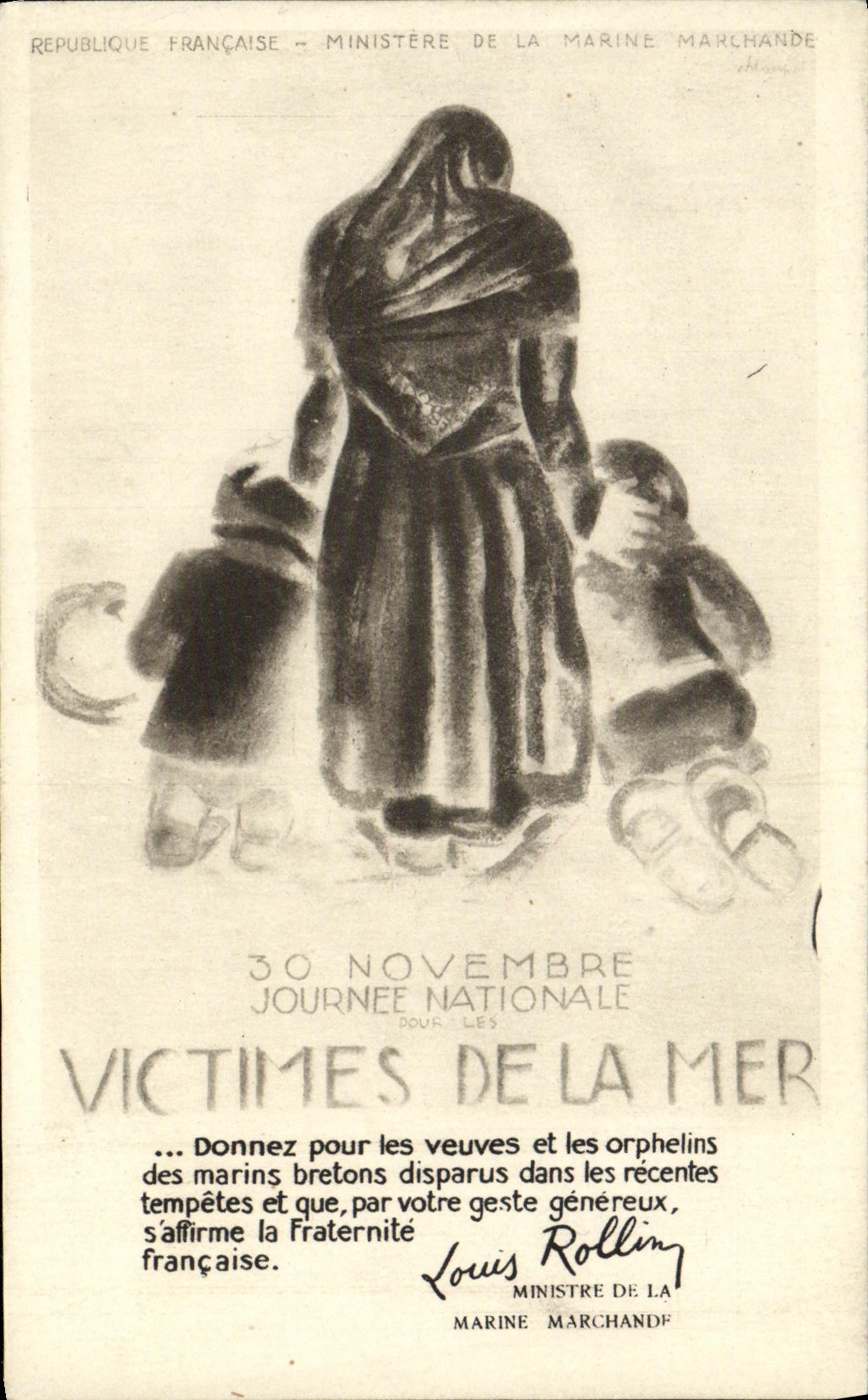 CPA Bateau Victimes De La Mer 30 Novembre Louis Rollin Minsitre de la Marine Marchande