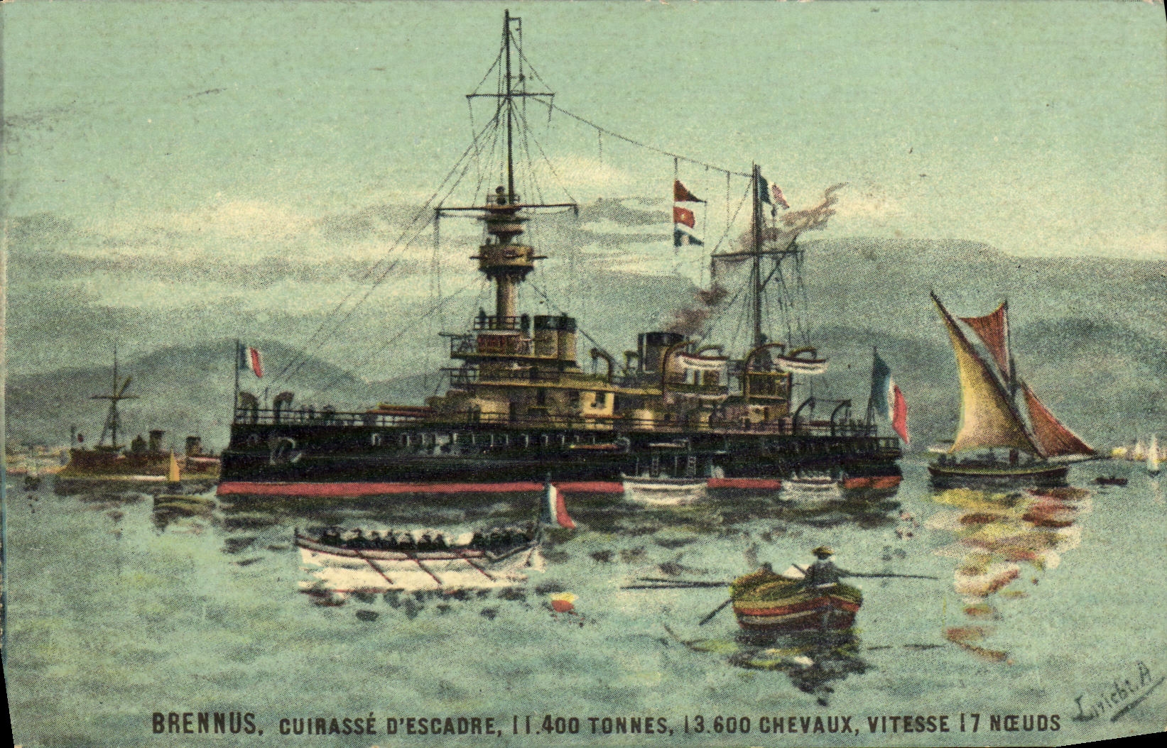 VINTAGE POSTCARD Bateau Drennus Armours Squadron