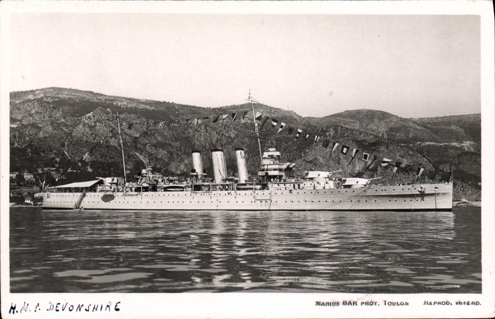 VINTAGE POSTCARD Boat HMS Devonshire