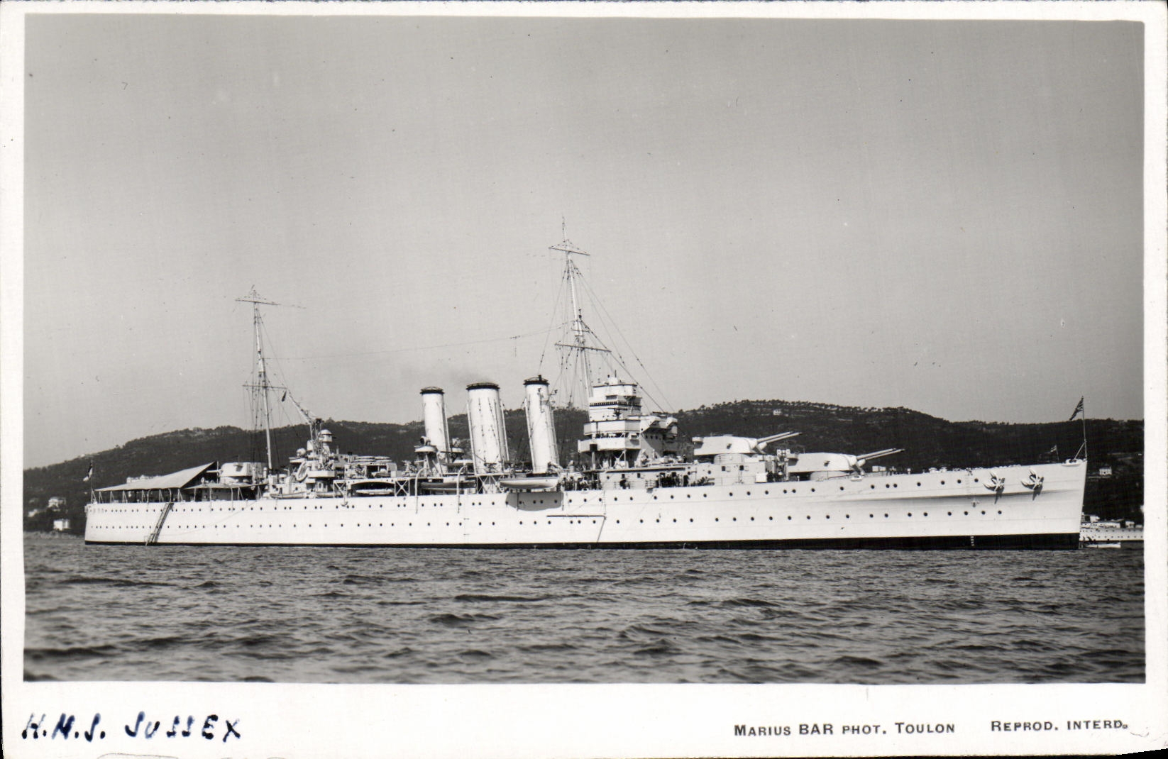 VINTAGE POSTCARD Boat HMS Sussex