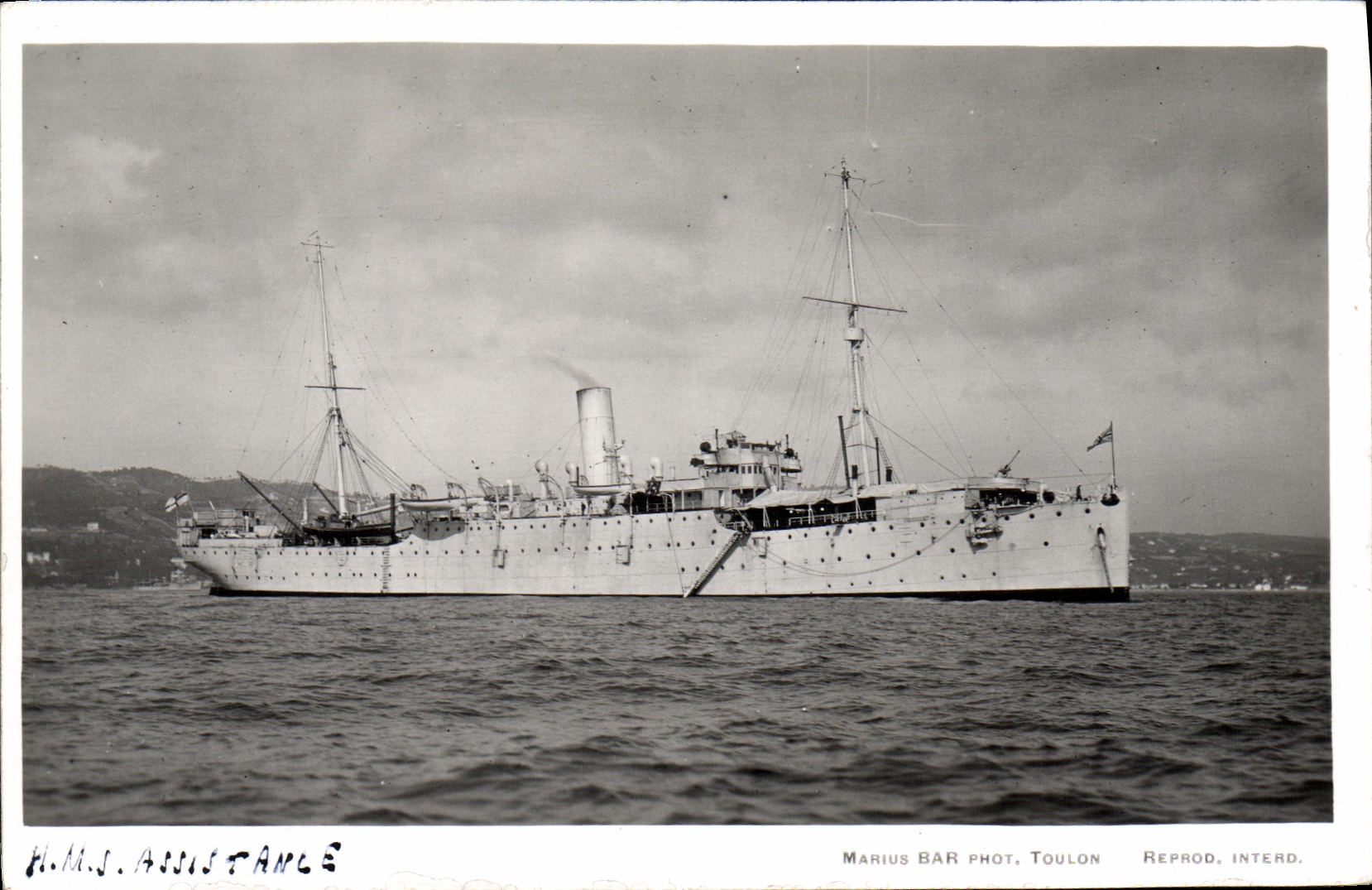 VINTAGE POSTCARD Boat HMS Assistance