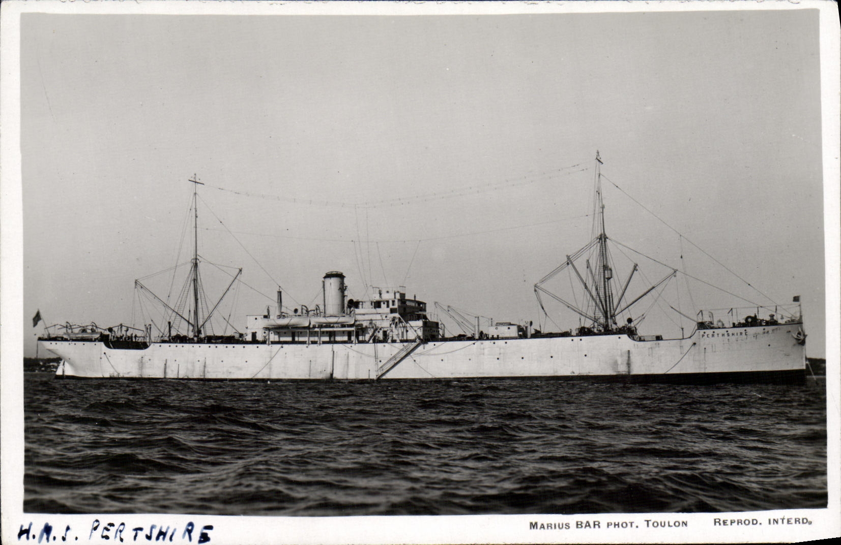 VINTAGE POSTCARD Boat HMS Pertshire