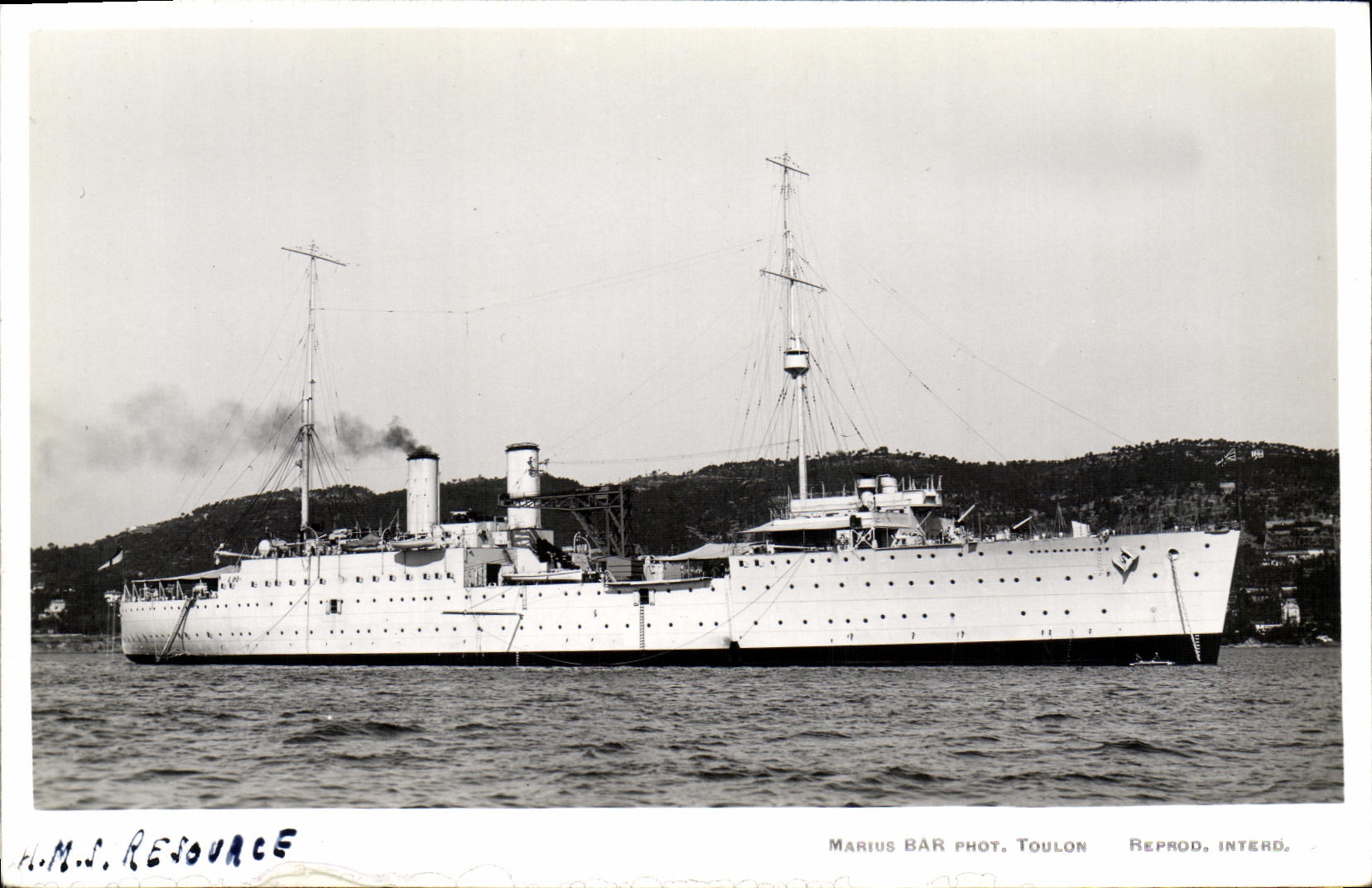 VINTAGE POSTCARD Boat HMS Resource