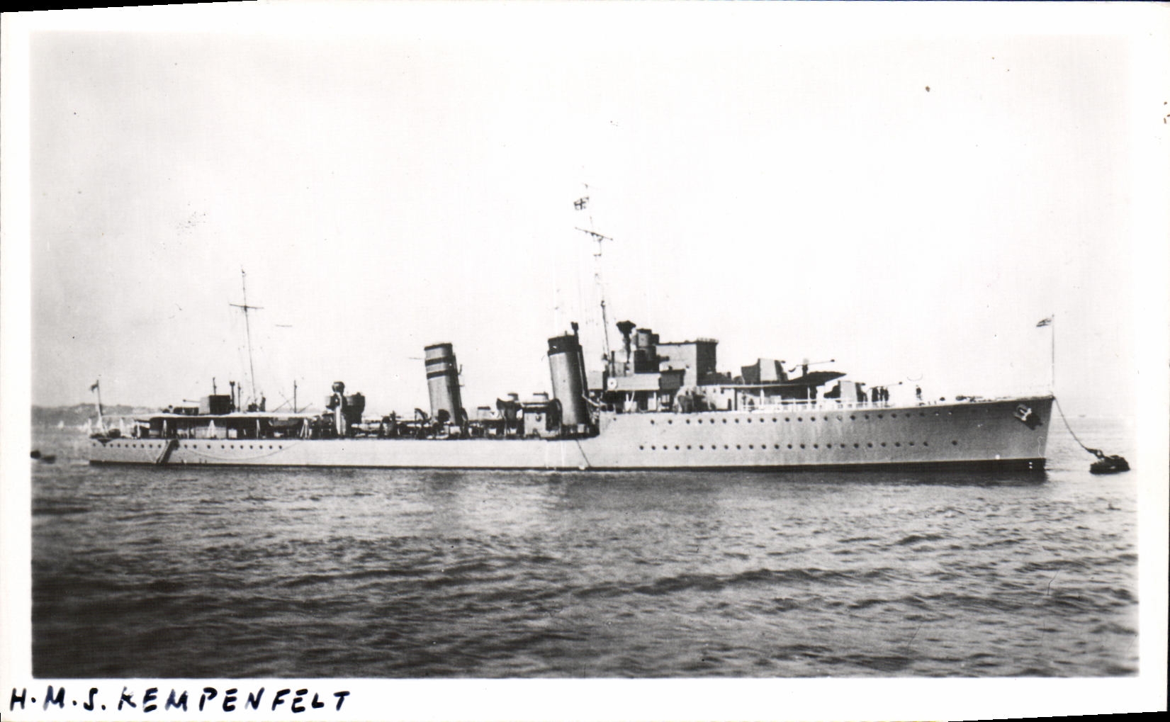 VINTAGE POSTCARD Boat Against HMS Kempenfelt