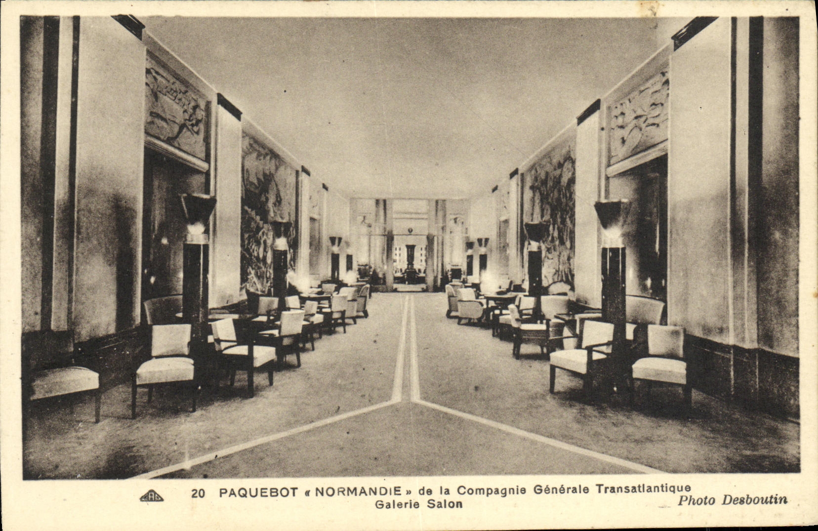 Vapor de Normandía del barco de la POSTAL de la VENDIMIA de la sala de estar transatlántica de la galería de General Company