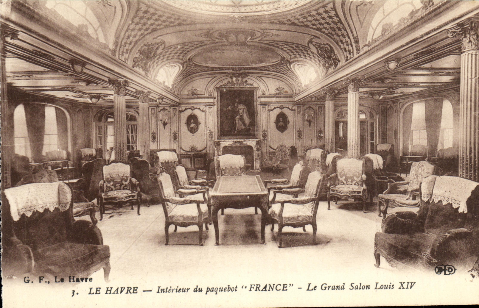 CPA Bateau Le Havre Le Transatlantique France Grand salon Louis XIV