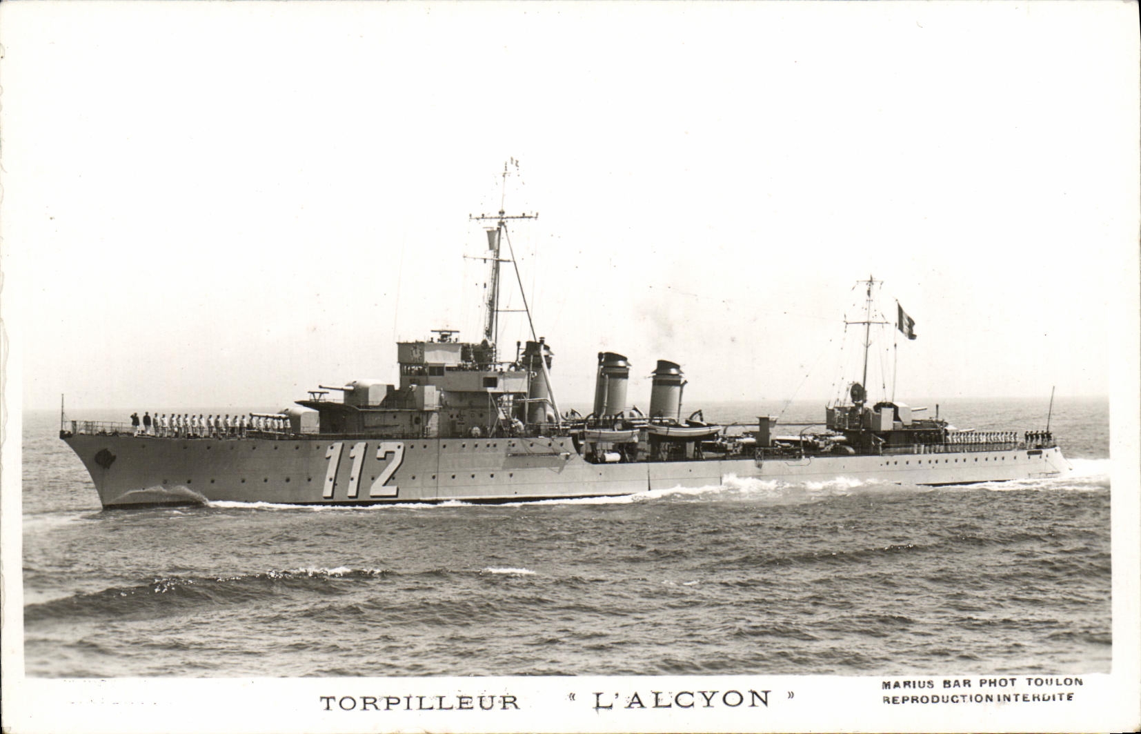 VINTAGE POSTCARD Boat Destroyer Alcyon