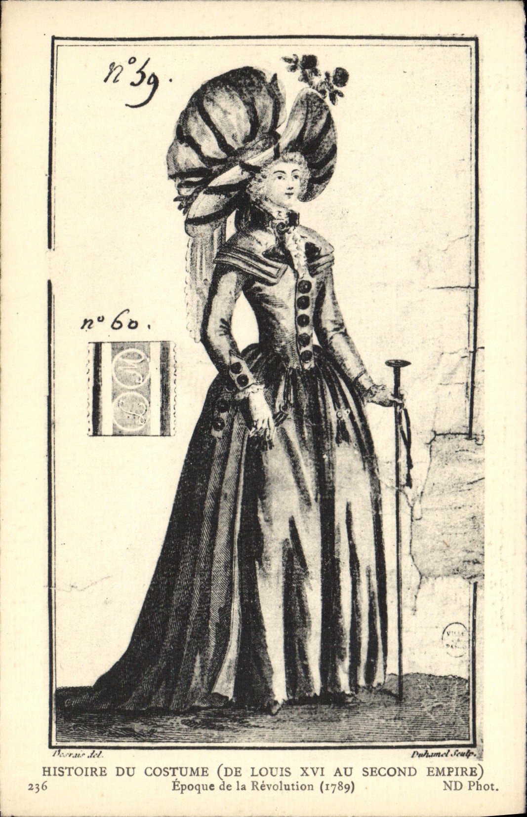 VINTAGE POSTCARD History Of the Costume of Louis XVI with the Second Empire Time of the Revolution 1789