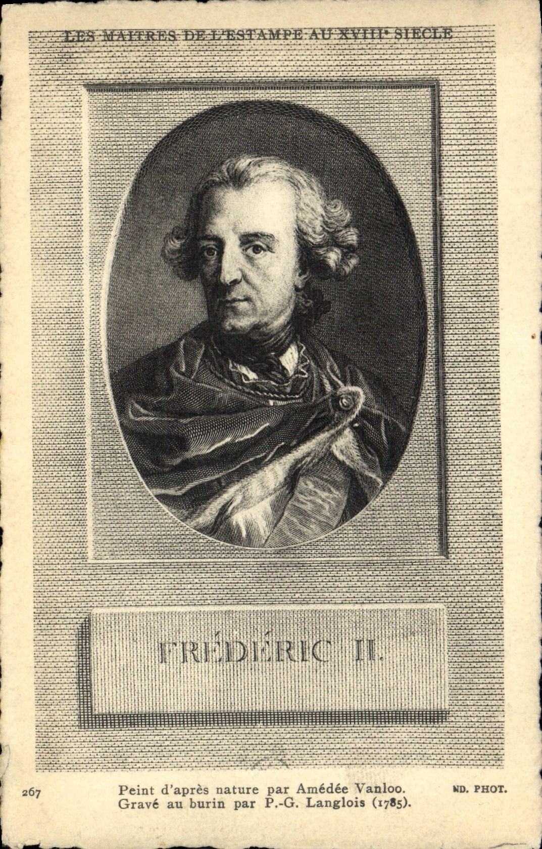 Rey de Prusse Painted de Federico II de la POSTAL de la VENDIMIA según la naturaleza de Amedee Vanloo