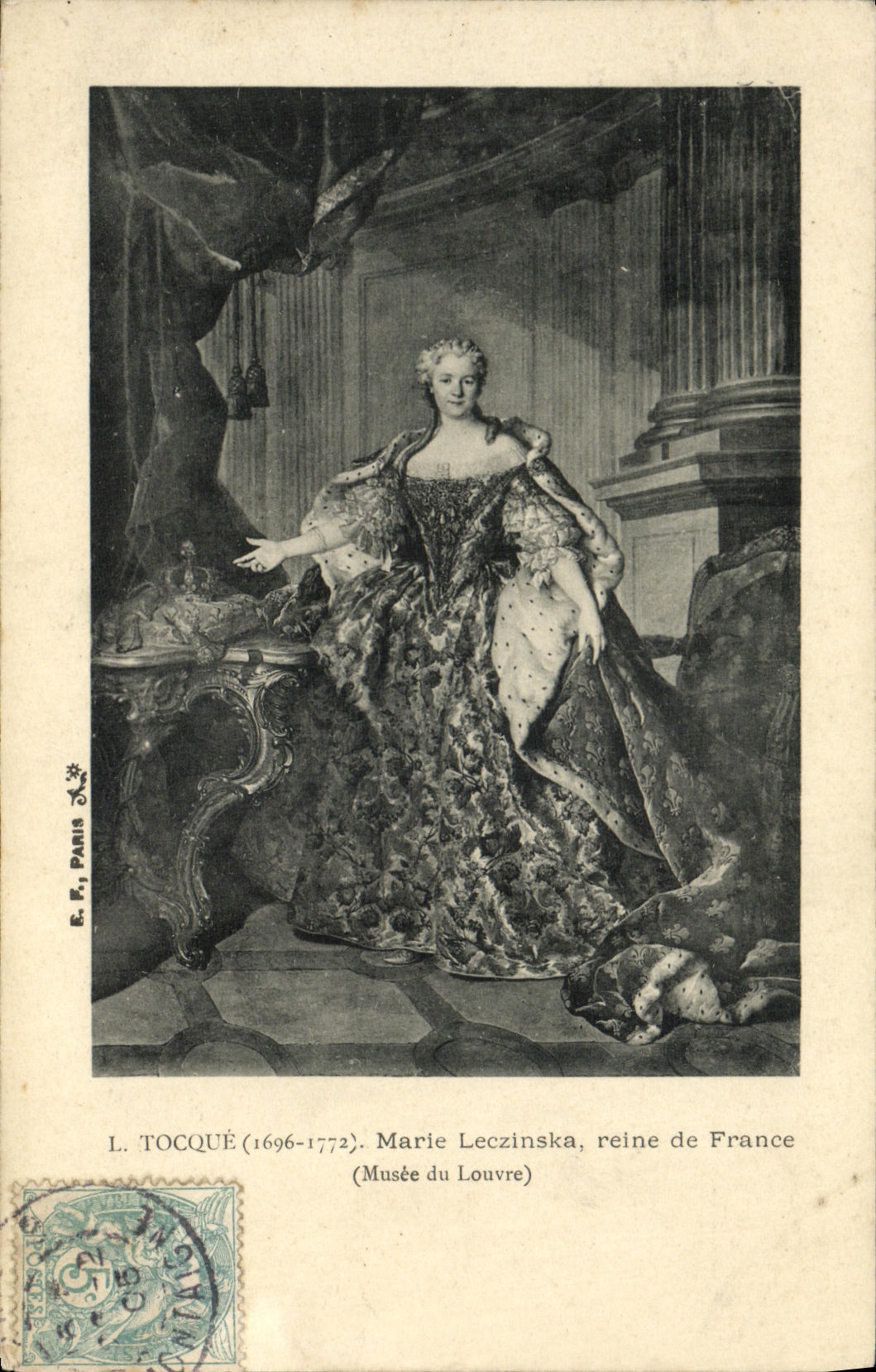 VINTAGE POSTCARD Tocque Marie Lezinska Queen of France Museum of Louvre Paris