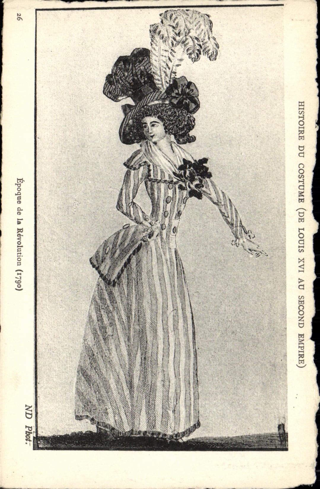 VINTAGE POSTCARD History of the costume Of Louis XVI with the Second Empire Time of the Revolution 1790