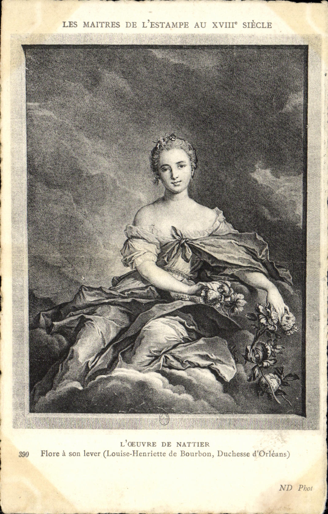 La POSTAL un Flore más elegante de la VENDIMIA tiene su Louis de levantamiento Enriqueta de Bourbon duquesa de Orleans