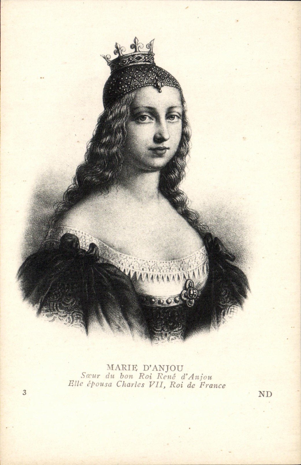 VINTAGE POSTCARD Marie Of Anjou Sister of good king Rene of Anjou