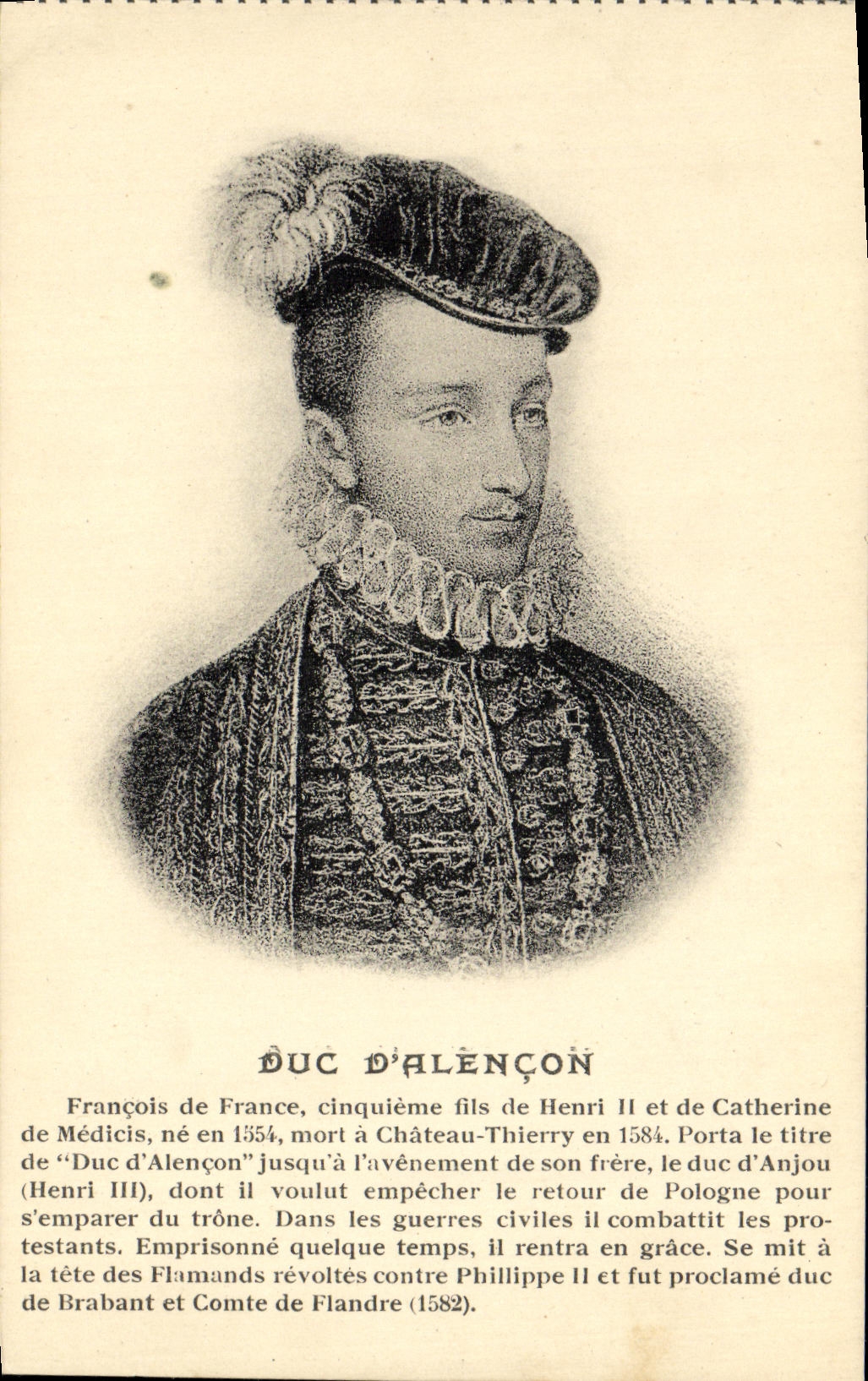 VINTAGE POSTCARD Duke D' Alencon François de France