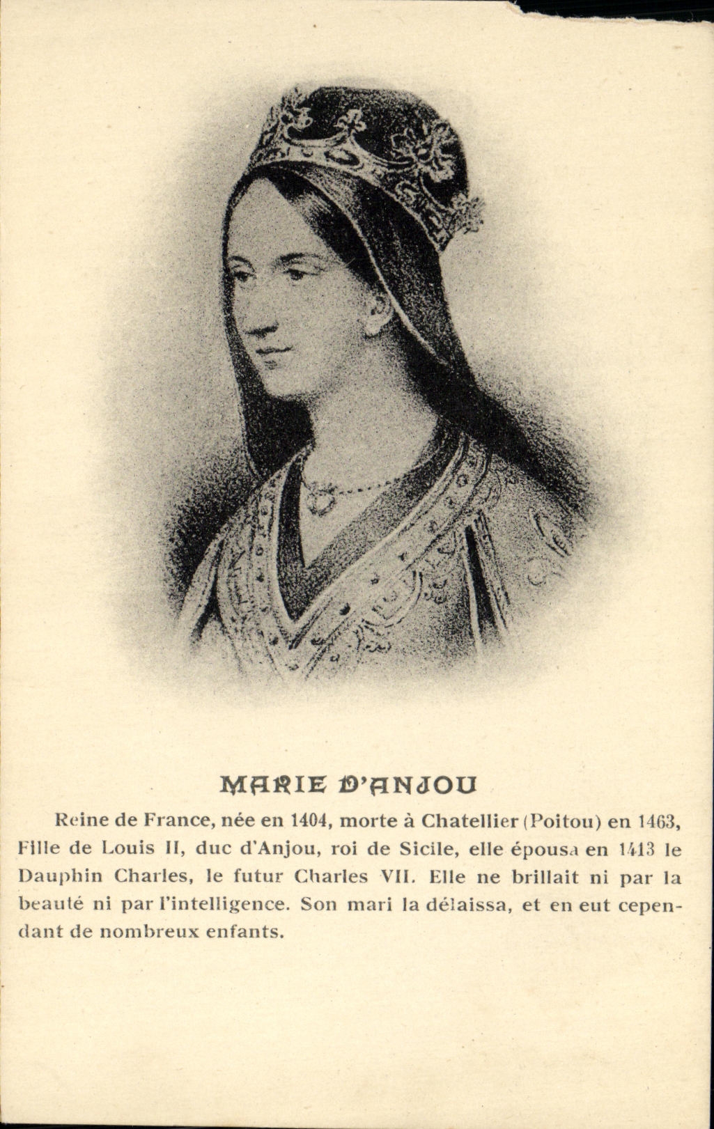 CPA Marie D'Anjou Reine de France 