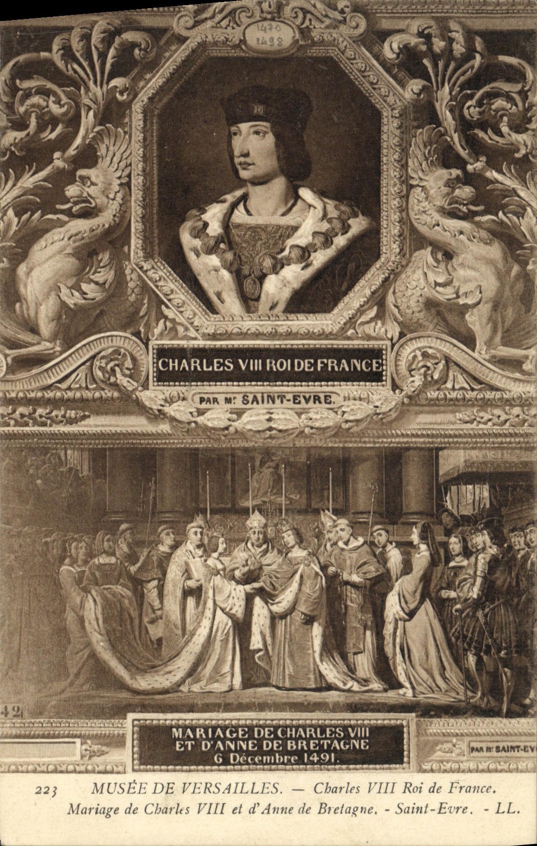VINTAGE POSTCARD Museum Of Versailles Charles VIII King de France Marriage of Charles VIII and Anne of Brittany Sasint Evre
