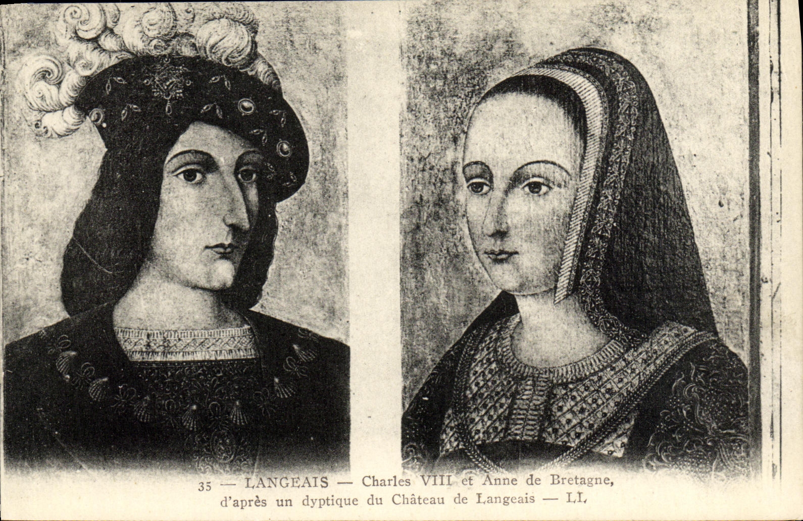 VINTAGE POSTCARD Langeais Charles VIII and Anne of Brittany