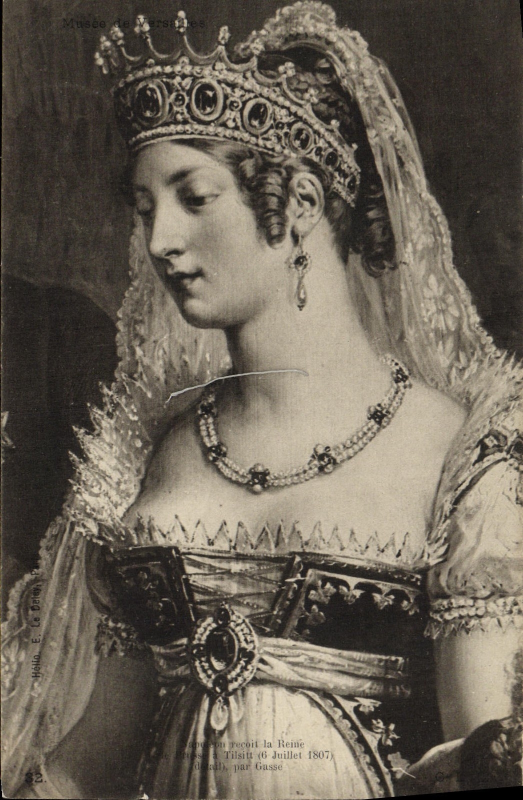 VINTAGE POSTCARD Napoleon receives the queen of Prussia has Tilsitt