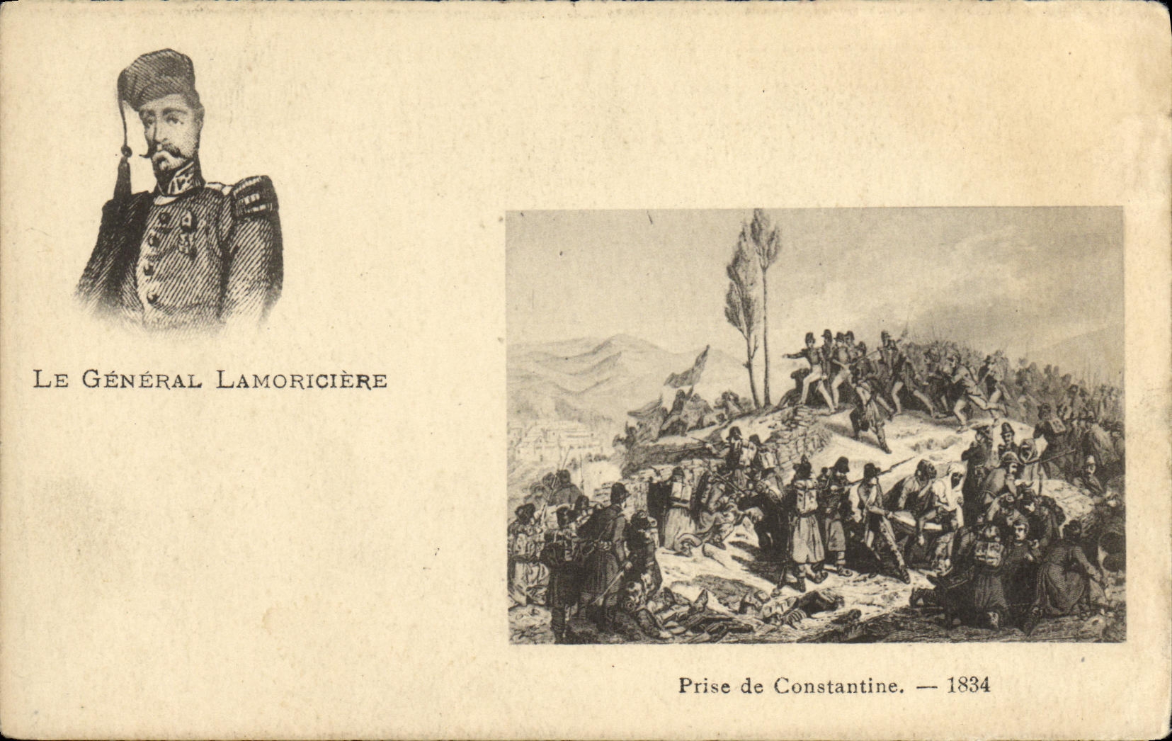 VINTAGE POSTCARD General Lamoriciere Taken of Constantine 1834 Militaria Algeria