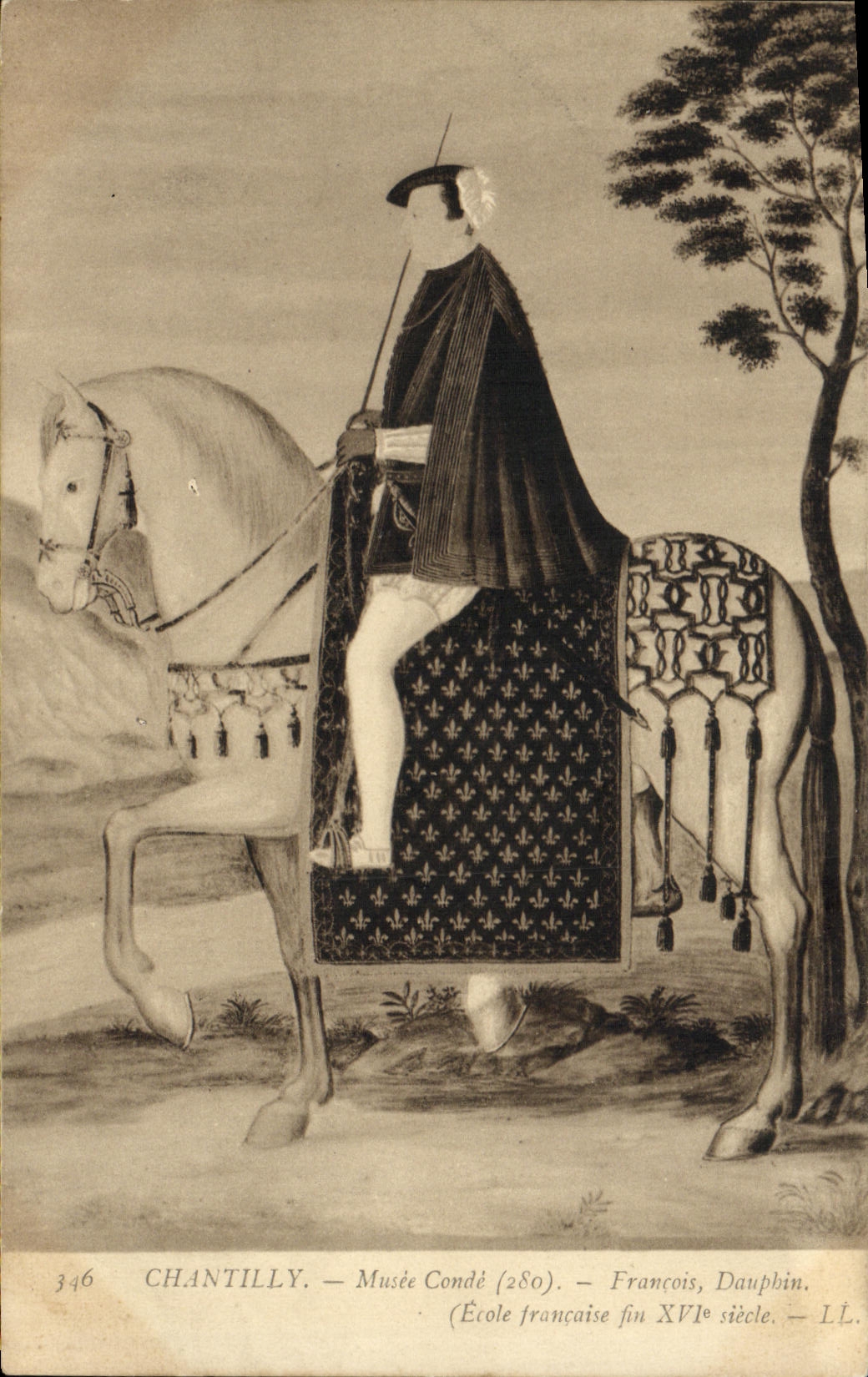 VINTAGE POSTCARD Chantilly Museum Cop François Dolphin