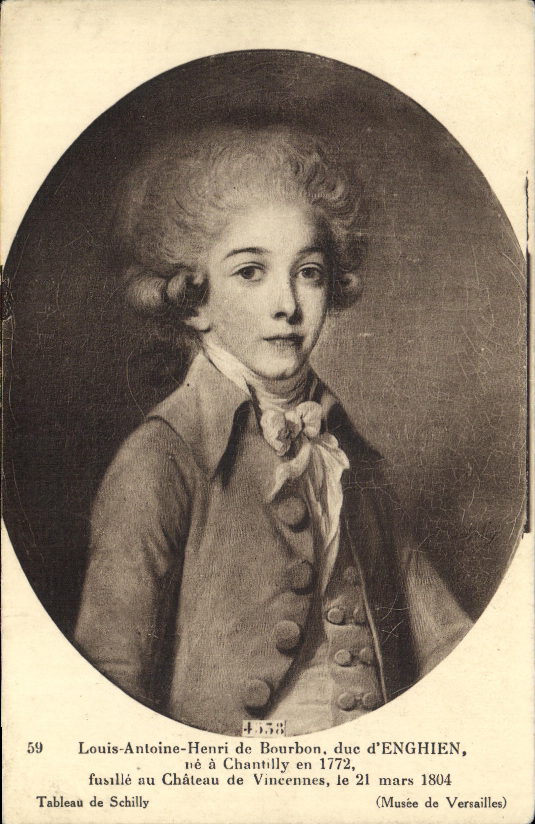 VINTAGE POSTCARD Louis Antoine Henri De Bourbon Duke D' Enghien does not have Chantilly