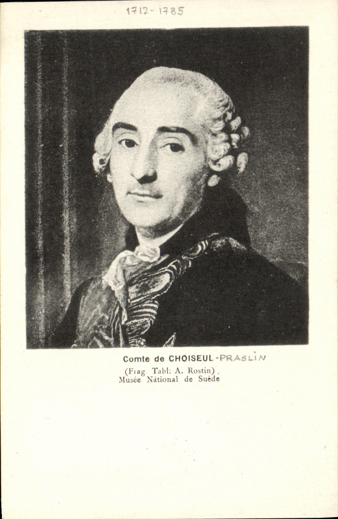 VINTAGE POSTCARD Count de Choiseul National museum of Sweden