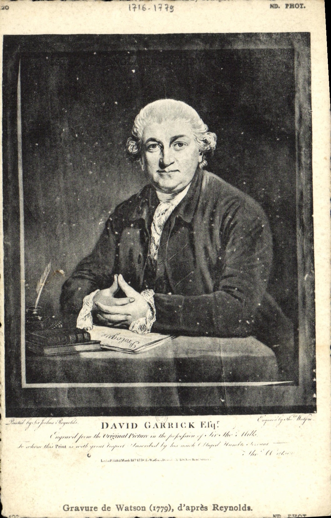 CPA David Garrick Gravure de Watson d'apres Reynolds 